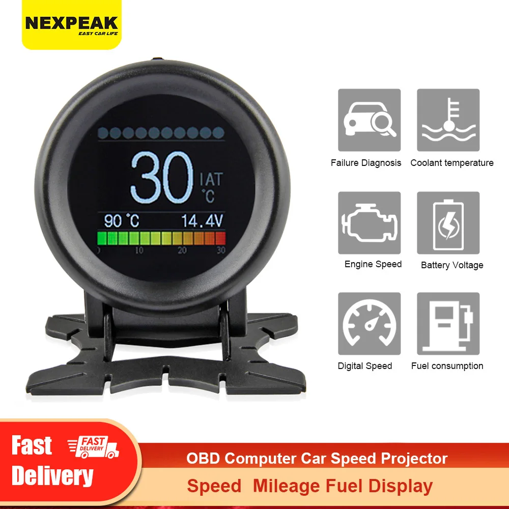 NEXPEAK السيارات على متن الكمبيوتر A205 رئيس يصل عرض سيارة الرقمية obd2 عرض سرعة استهلاك الوقود مقياس درجة الحرارة ODB