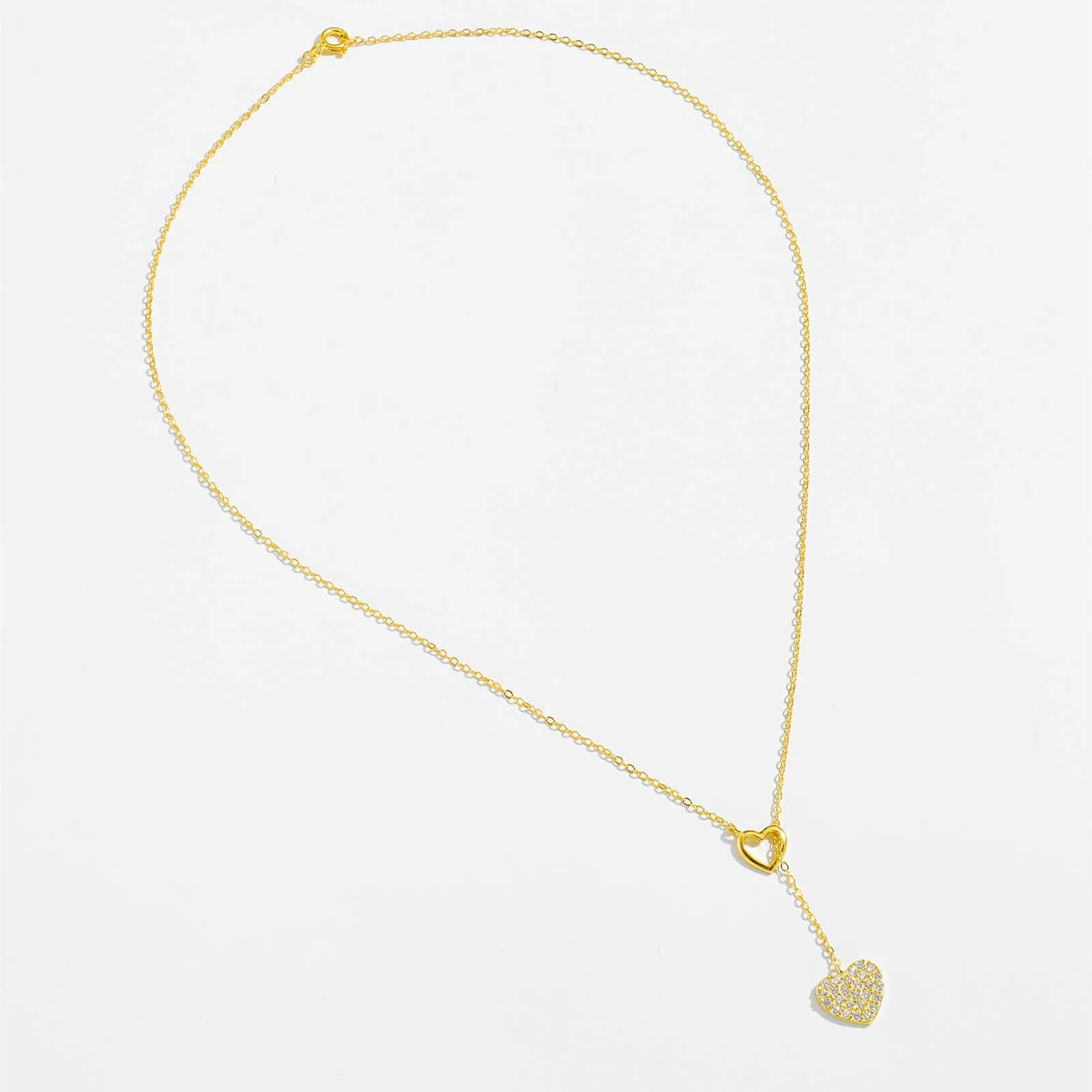 ANDYWEN 925 Sterling Silver Gold Love Heart Pull Heart Move Adjustable Chain Necklace Choker Women Luxury Fine Jewelry