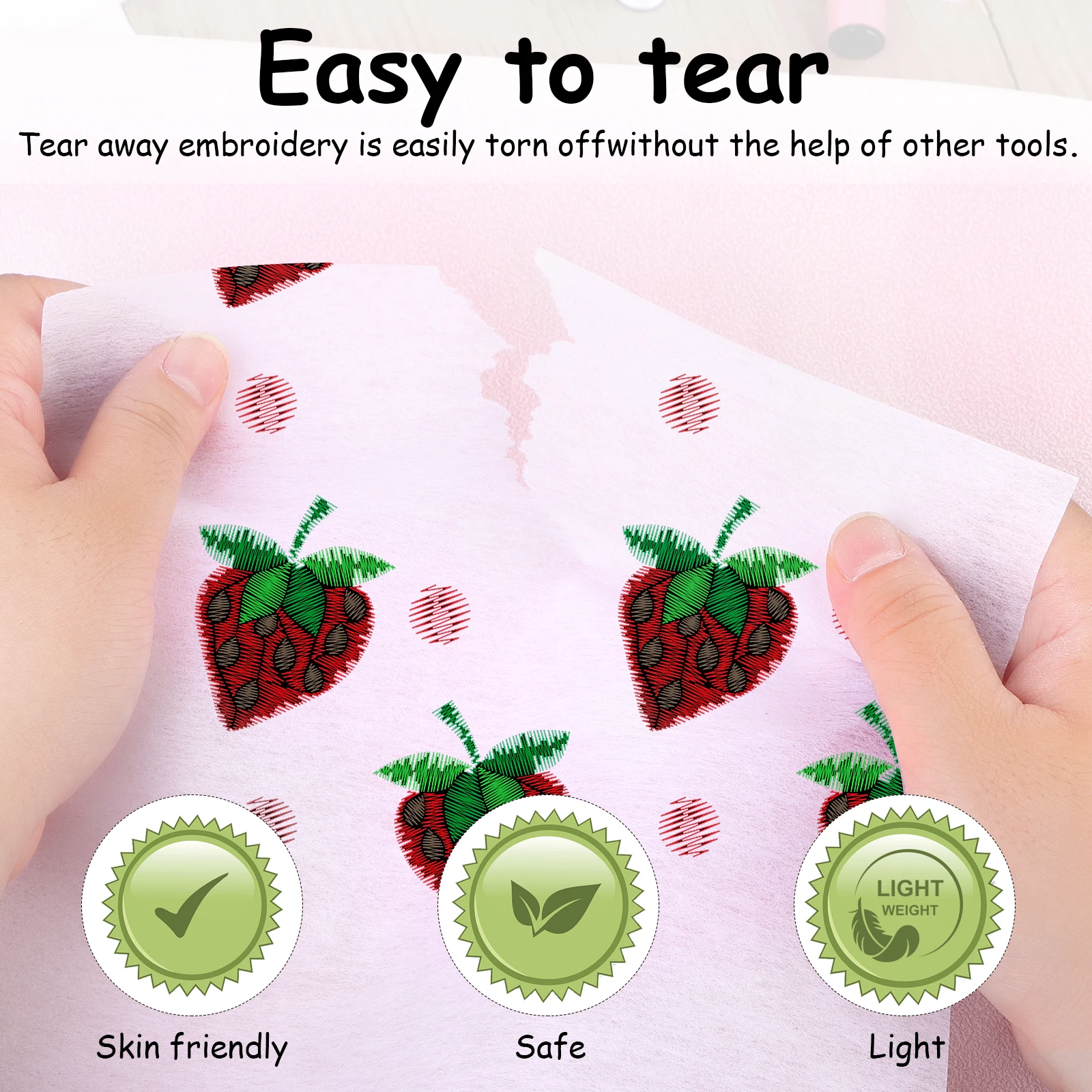 Stabilisateur de broderie détachable, 8x8 pouces, support de broderie, pour cerceaux de broderie, feuilles prédécoupées, 300/400 pièces