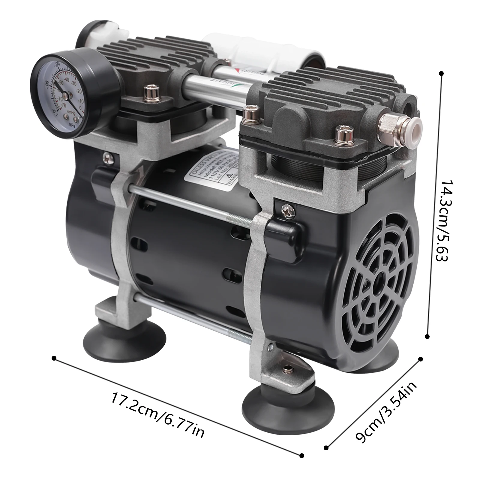 2-Zylinder-ölfreie Vakuumpumpe 150W 45L/min mit geräuscharmem Reinkupfermotor für Lebensmittelverarbeitung & Medizinmaschinen – Detail 1