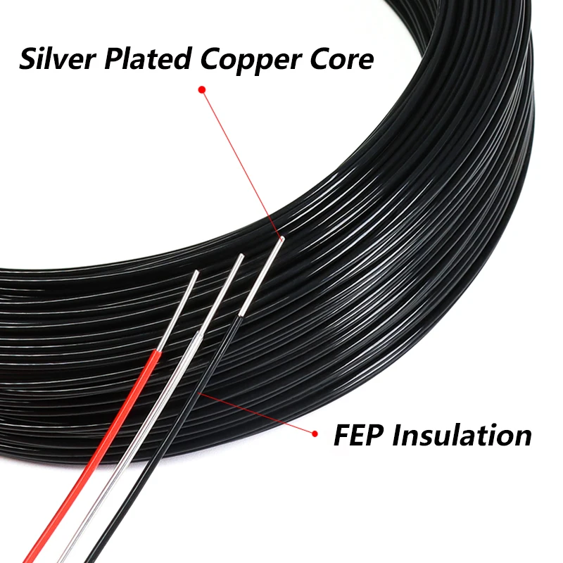 Single Core Silver Plated Copper Wire Sq0.06/0.08/0.12/0.2/0.5/0.75mm FEP Insulated 300V Cable HiFi Audio Speaker Headphone Line