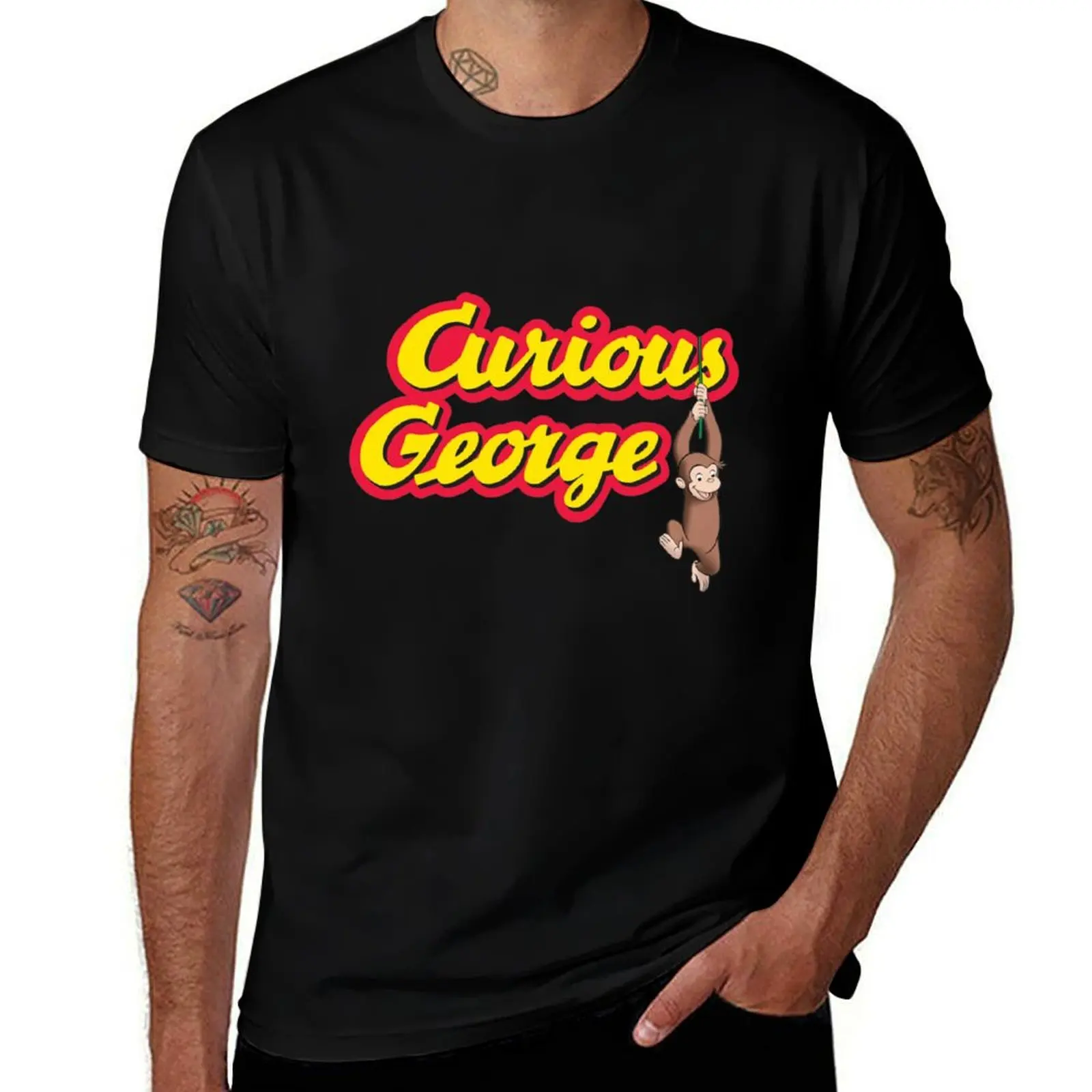 CURIOUS GEORGE HANGING AROUND T-Shirt Soft Casual Short Sleeve Cotton Tee