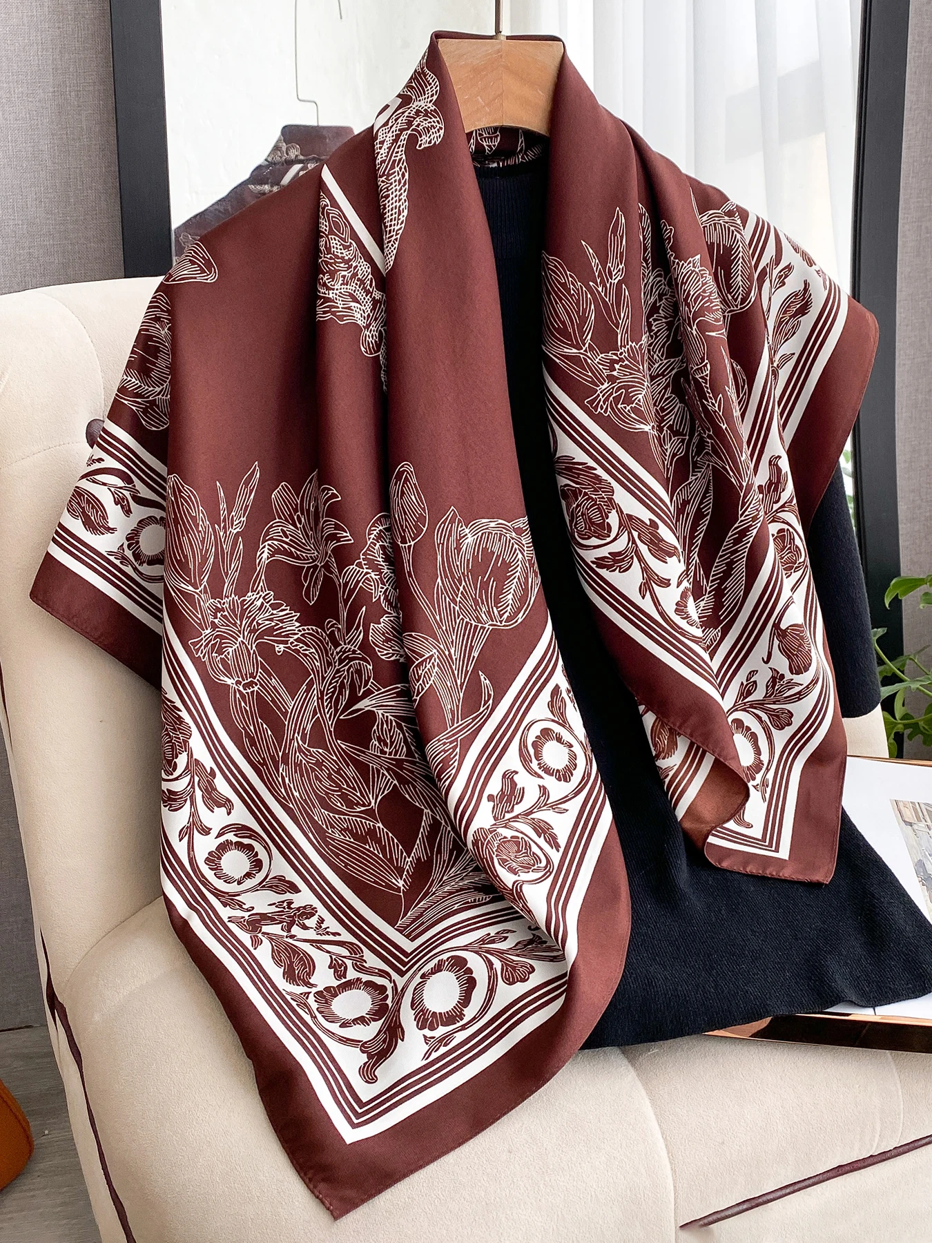 

Имитация шелкового квадратного платка для женщин с принтом пейсли, бандана, повязка для волос, роскошный хиджаб, элегантный шейный платок, шаль для повседневного использования