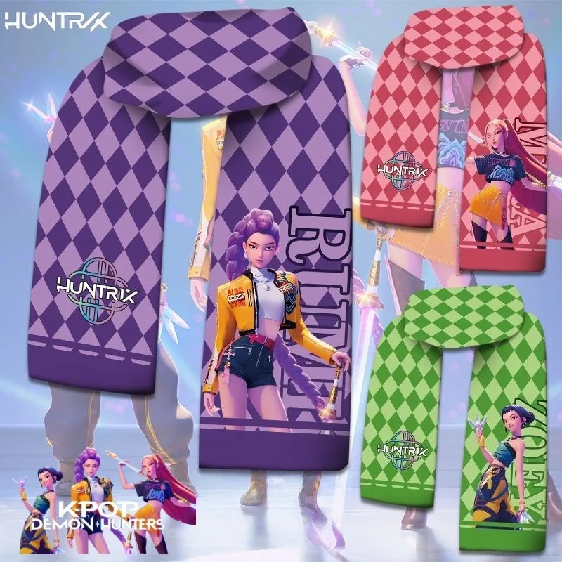

KPop Demon Hunters Cartoon Anime Rumi Mira Zoey Scarf for Girls, Fashionable Cute Casual Warm and Cold-Resistant Neck Warmer