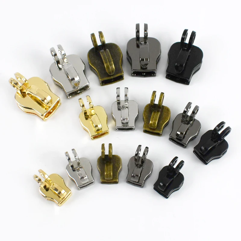 2/4/10 أزواج منزلق بسحاب بفتحة مزدوجة للأمتعة 5 #   8 #   10 #   الرمز البريدي النايلون المؤشر المحفظة قفل إغلاق السوستة مجتذب رئيس إصلاح أطقم