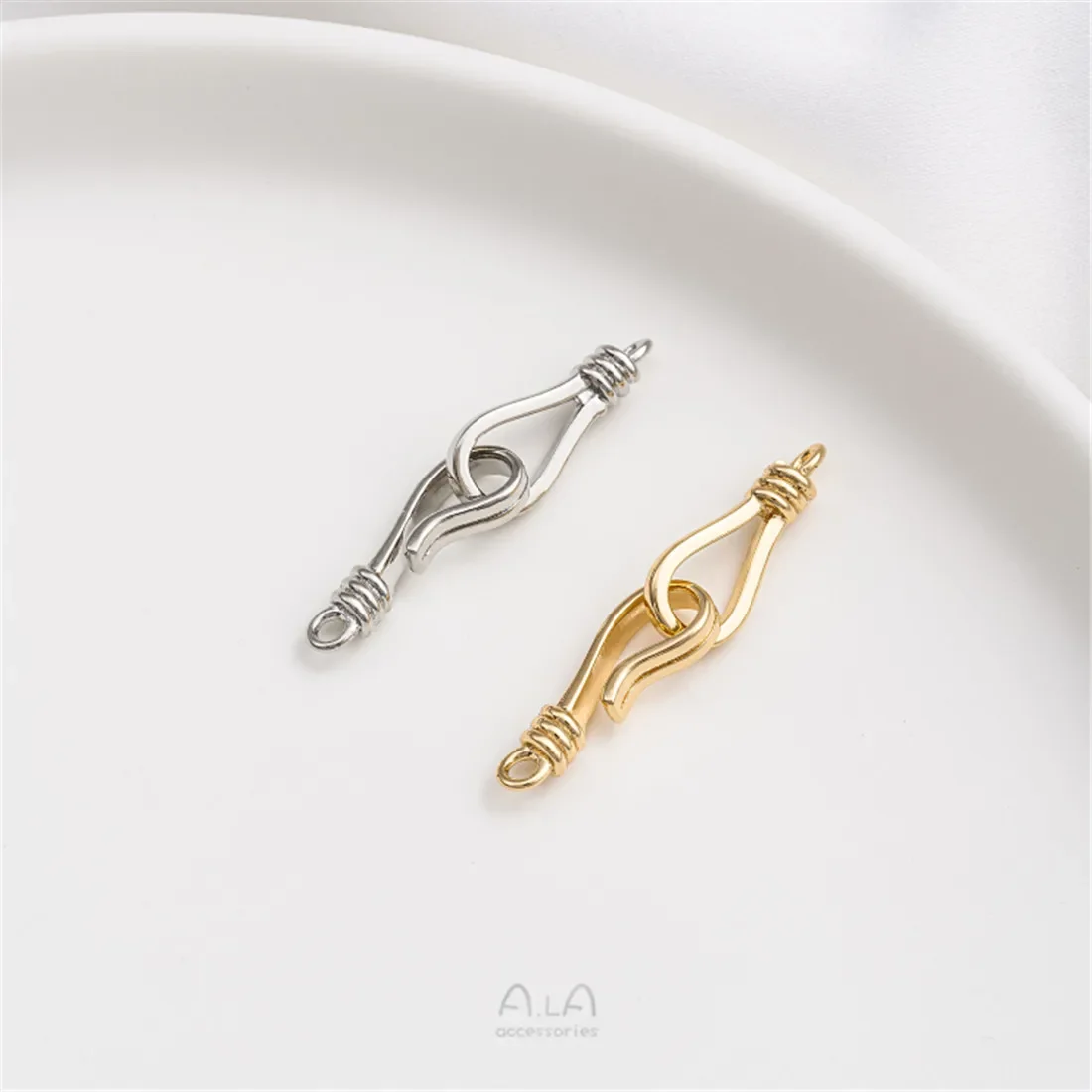 14K Goldfish Hook Shaped Closure Buckle, Handcrafted DIY Crystal Pearl Necklace, Bracelet Connection Buckle, Jewelry Buckle B964 image 4