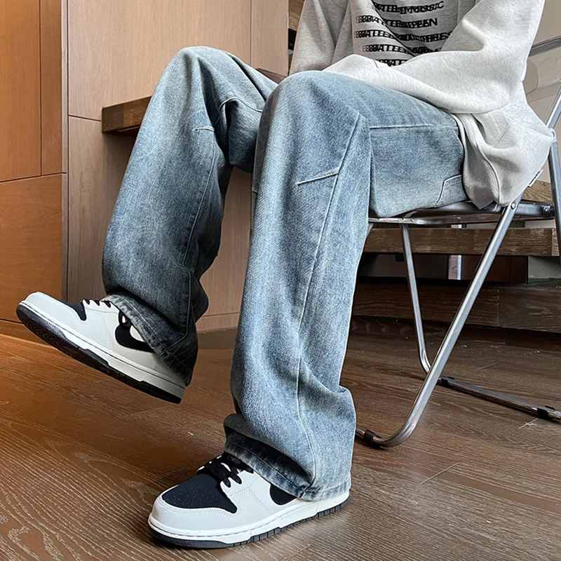 

American High Street Vibe Men's Jeans Spring New Sle Trendy Loose Casual Straight Leg Denim Pants Youth ular Wear