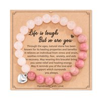 Female Pink Zebra Bead Bracelet. Gift to Daughter and Mother Nana Natural Crystal Stone Healing Spirit Bracelet