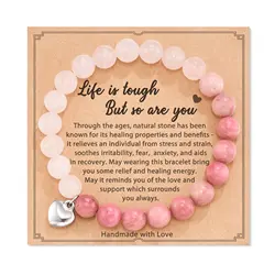 Female Pink Zebra Bead Bracelet. Gift to Daughter and Mother Nana Natural Crystal Stone Healing Spirit Bracelet