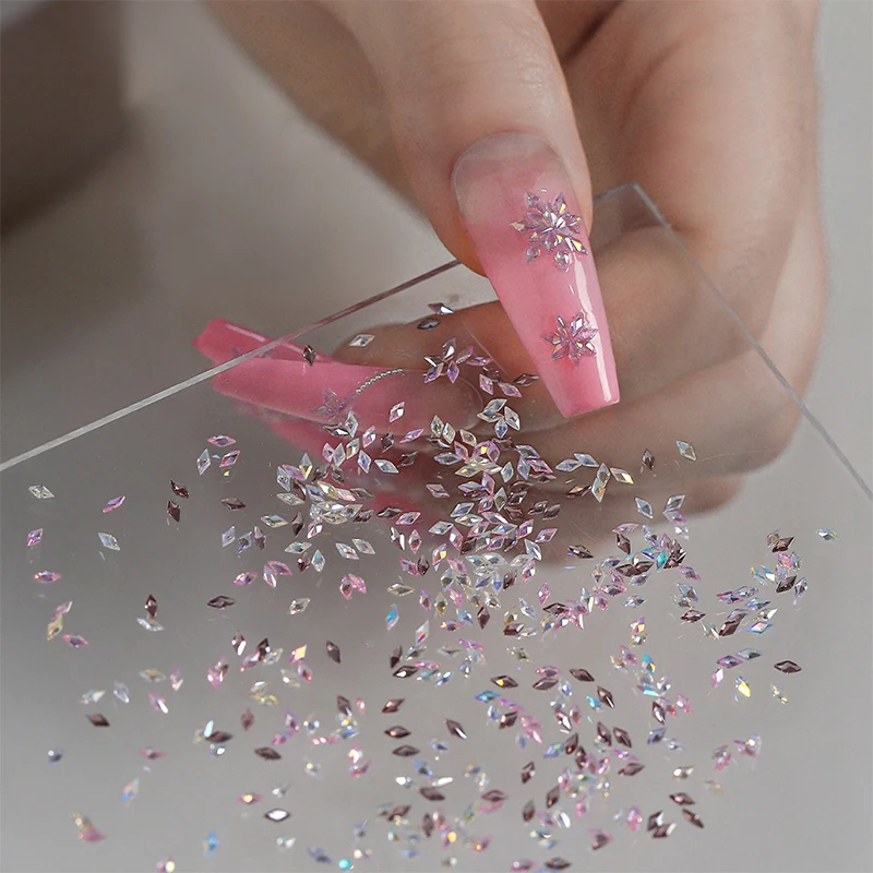 50Pcs Mini Size Glitter Nail Rhinestones Colorful High Sparking Rhombus Crystal Gems 3D Nail Art Decorations Nail Charms Manicur