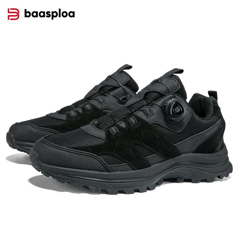

BAASPLOA Men Trekking Footwear Grip Sole Trail Trainers Durable Mountain Hiking Boots Warm Lining Outdoor Adventure Shoes