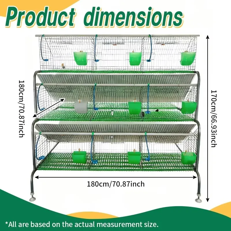 3 Layer 18 Cells Rabbit Cage Animal Nest Cage Hot Dip Galvanized Double Row Trapezoid Rabbit Cage