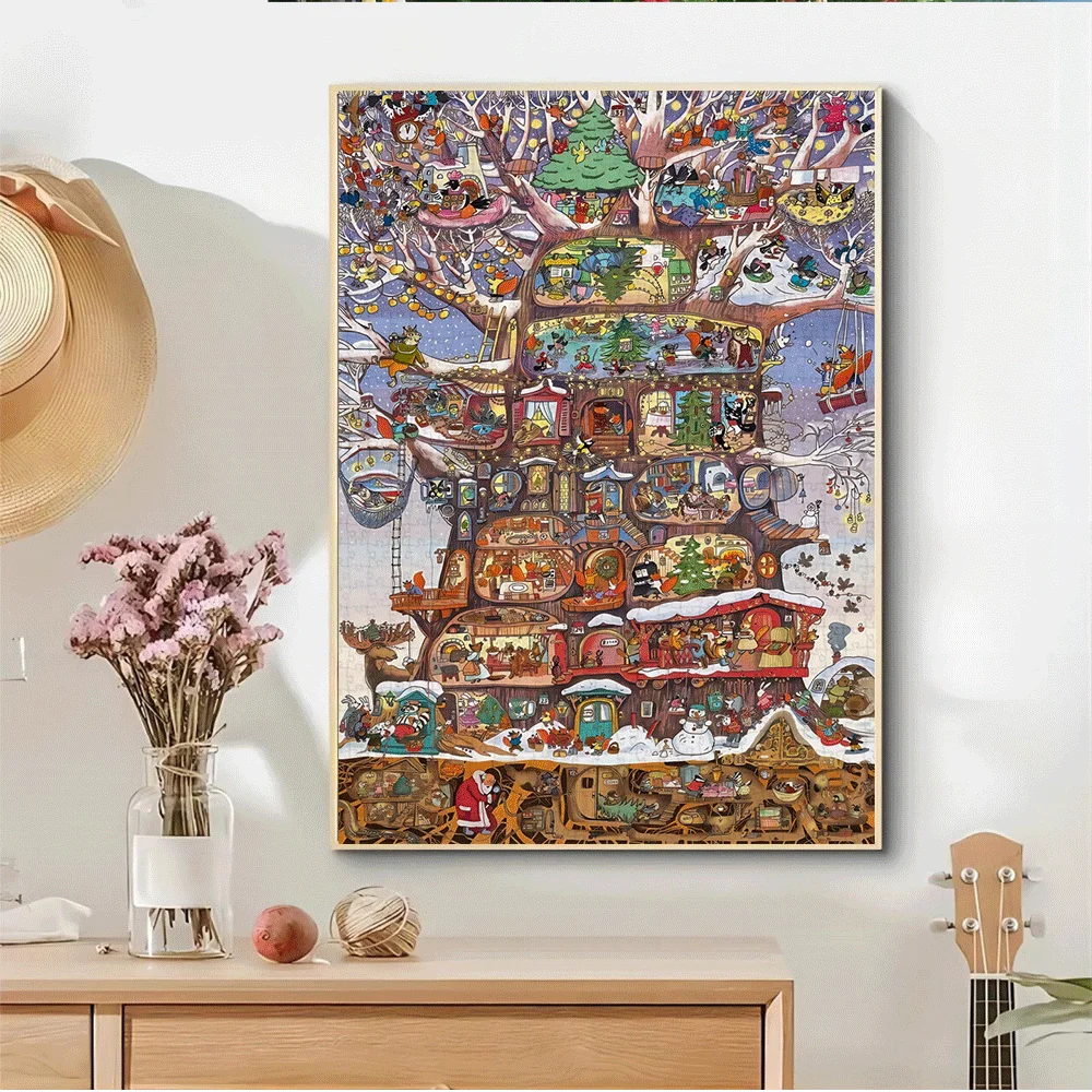 จิ๊กซอว์ต้นคริสต์มาส 1000 ชิ้น - จิ๊กซอว์กระดาษขนาดใหญ่สำหรับผู้ใหญ่และครอบครัว เกมสร้างสรรค์สำหรับตกแต่งบ้าน งาน DIY สำหรับเทศกาลโฮลี