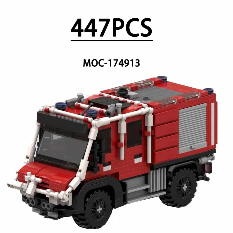 

MOC-174913 Building Blocks Heavy Duty Wasteland City Fire Truck Modular Fire Truck 447 Pieces Kids Birthday Gift Toys