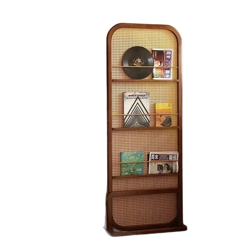 

rattan seat screen partition home blocking retro French magazine book shelf