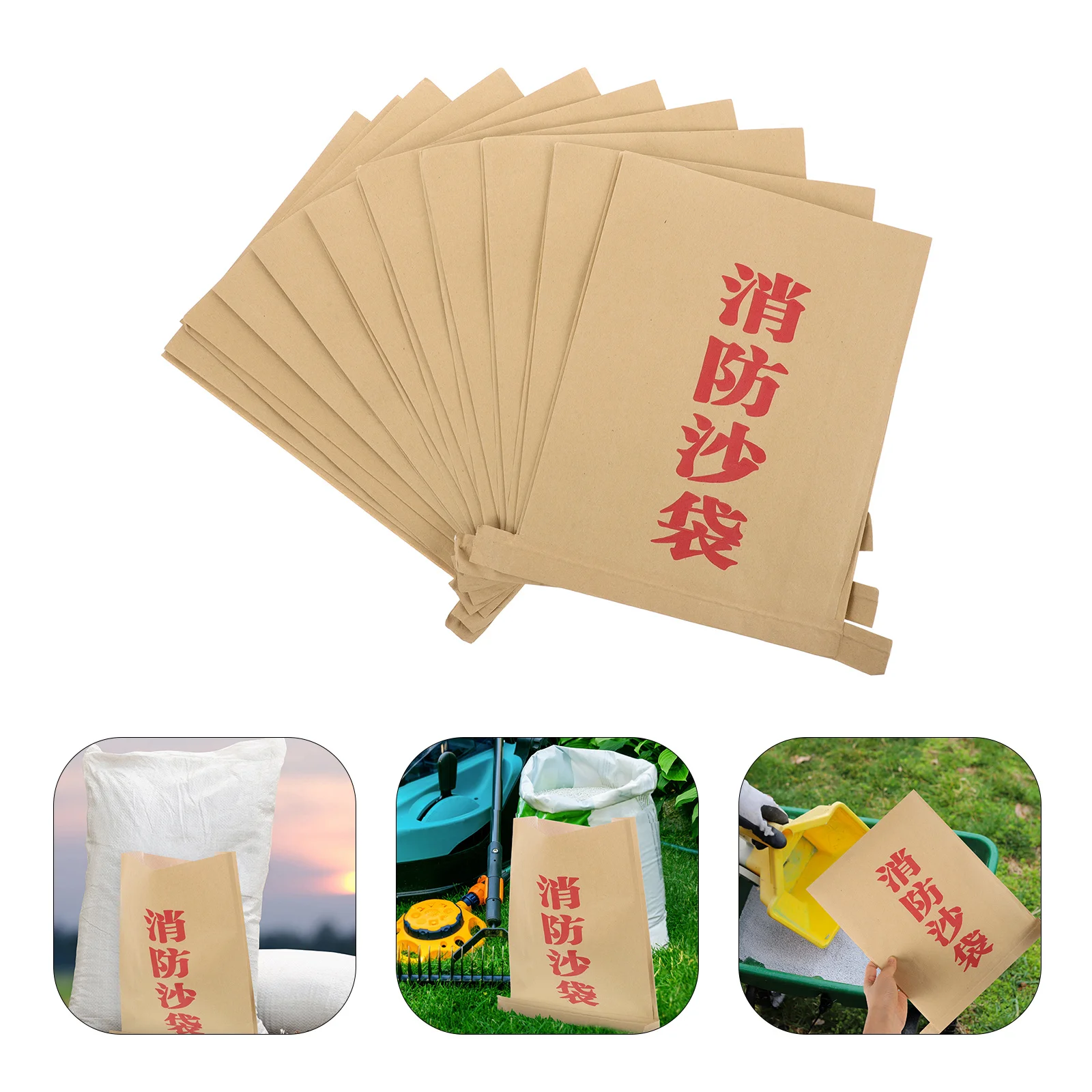 10Pcs Kraft Paper Sandbags Thickened Composite Sealing Bags Flood Control Fertilizer Storage Bags Food Bag Paper Pouches