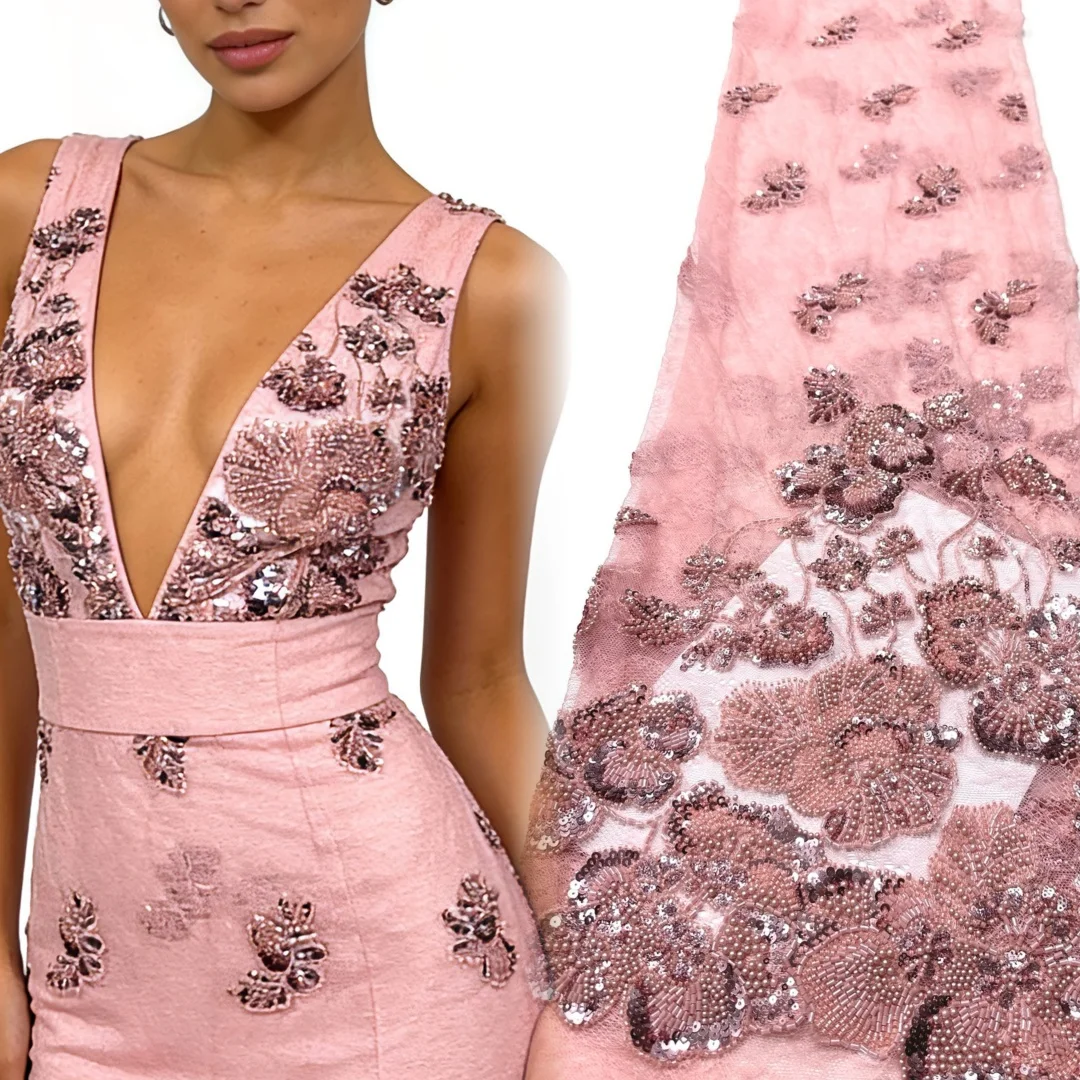 

Роскошная африканская кружевная ткань с блестками для жениха, высокое качество, кружево с вышивкой бисером, французский тюль для нигерийских свадебных платьев