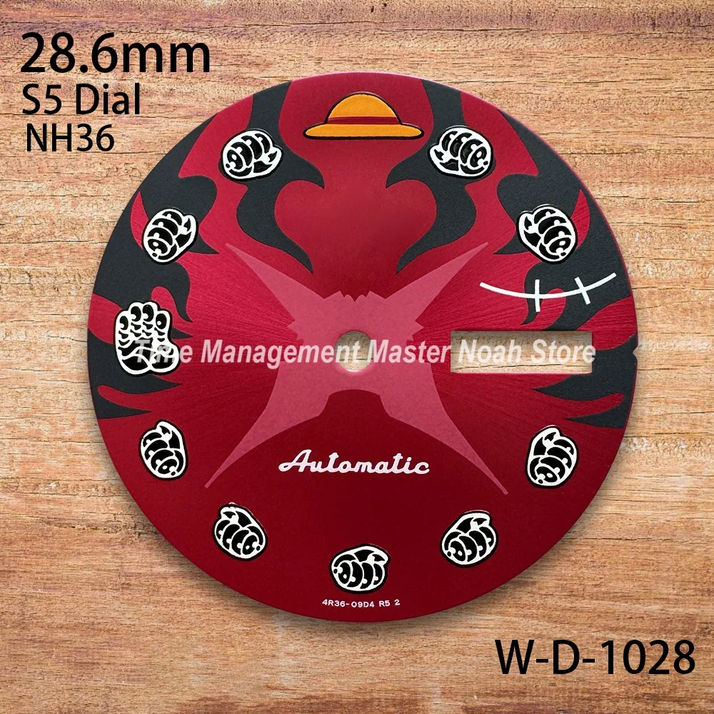 Mostrador com logotipo s 5, 28.6mm, adequado para movimento nh36, chapéu de palha, calendário duplo, acessórios de modificação de relógio de alta qualidade