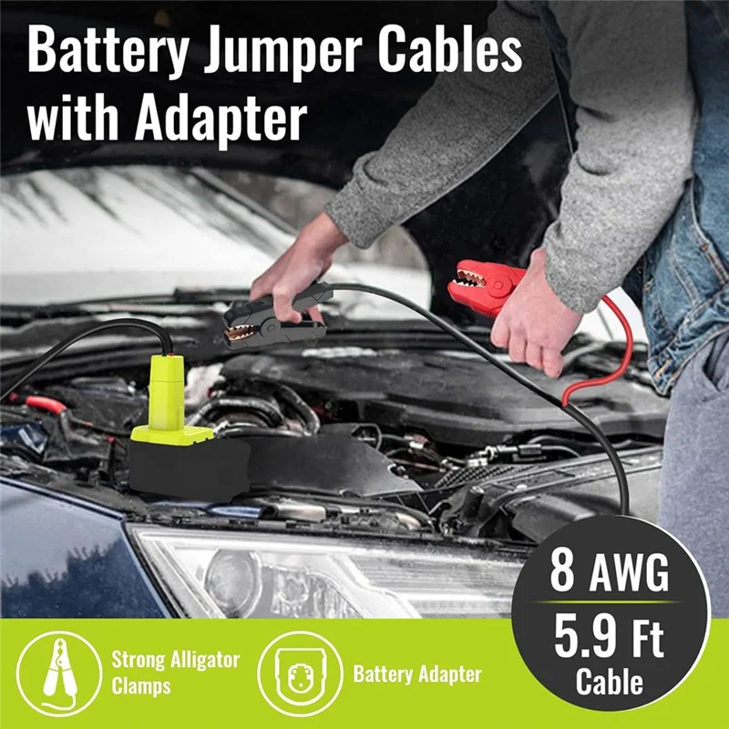 

HHO-для запуска автомобиля, адаптер для перемычек для аккумулятора Ryobi 18 В, портативный аккумуляторный стартер 8AWG 5,9 футов