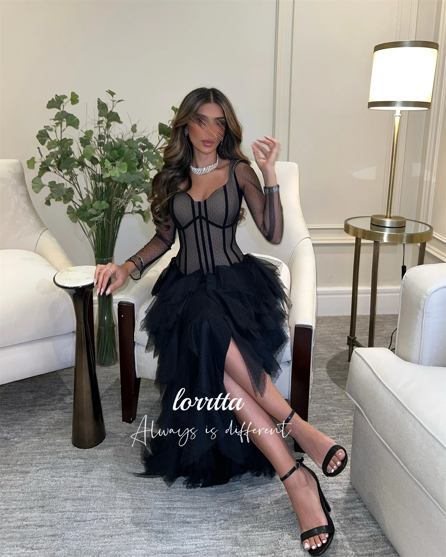 Customized Party Dress Evening Puffy Skirt Long Sleeves Robe De Soiree Femmes Cocktail Dresses for Special Occasions فساتين سهرة image 2