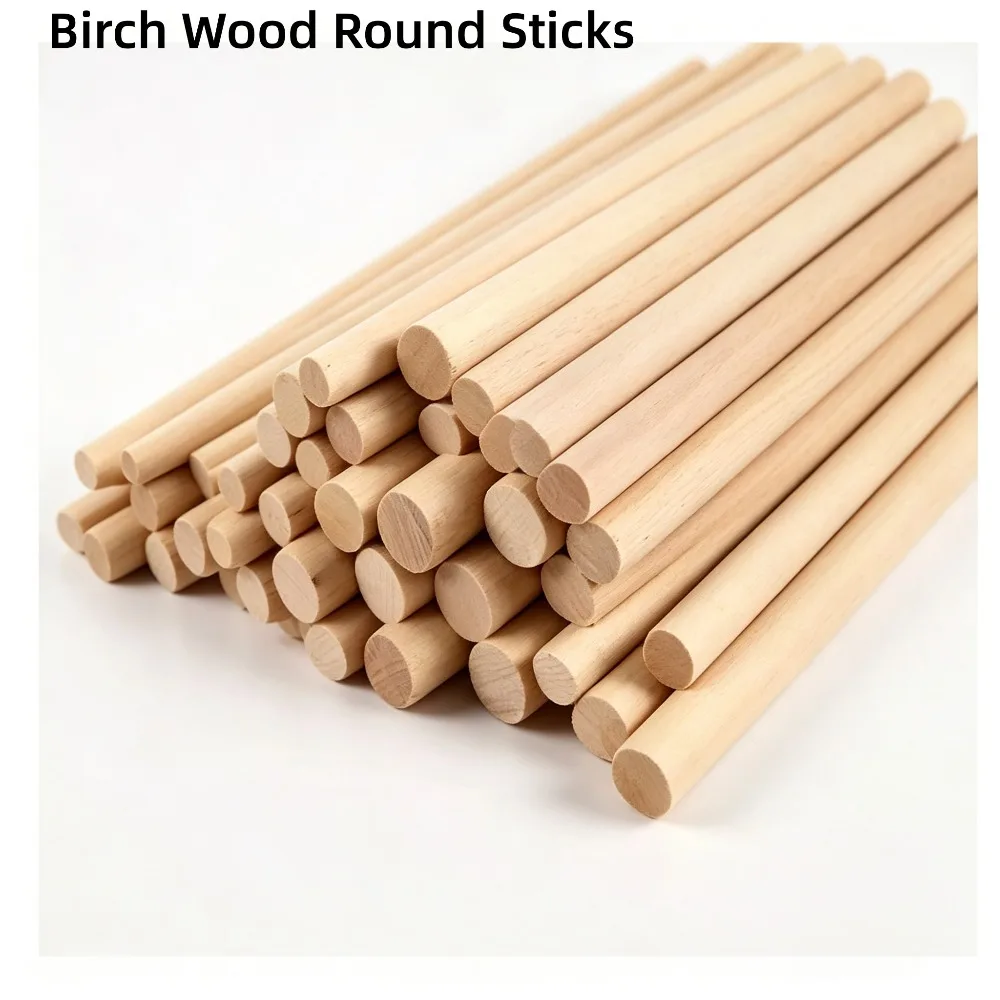 Smooth Solid Round Wood Sticks Dia 2/20/25mm Natural Wooden Dowel Rods DIY Craft Handmade Material Woodworking Accessories
