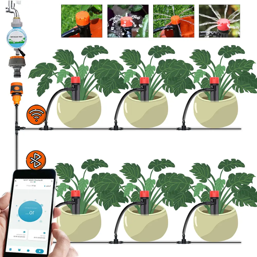 10-60M System automatyczne nawadnianie ogrodowego Smart 4/7mm wąż Tuya kompatybilny z Wifi Timer zestaw do nawadniania do szklarni dom Pot kroplówki