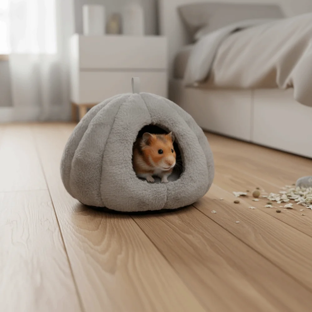 Pet Hanging Beds Warm Winter Hamster Cotton Nest Windproof Thickened Hamster Hammock Plush Soft Rabbit Sleeping Nest Bed Room