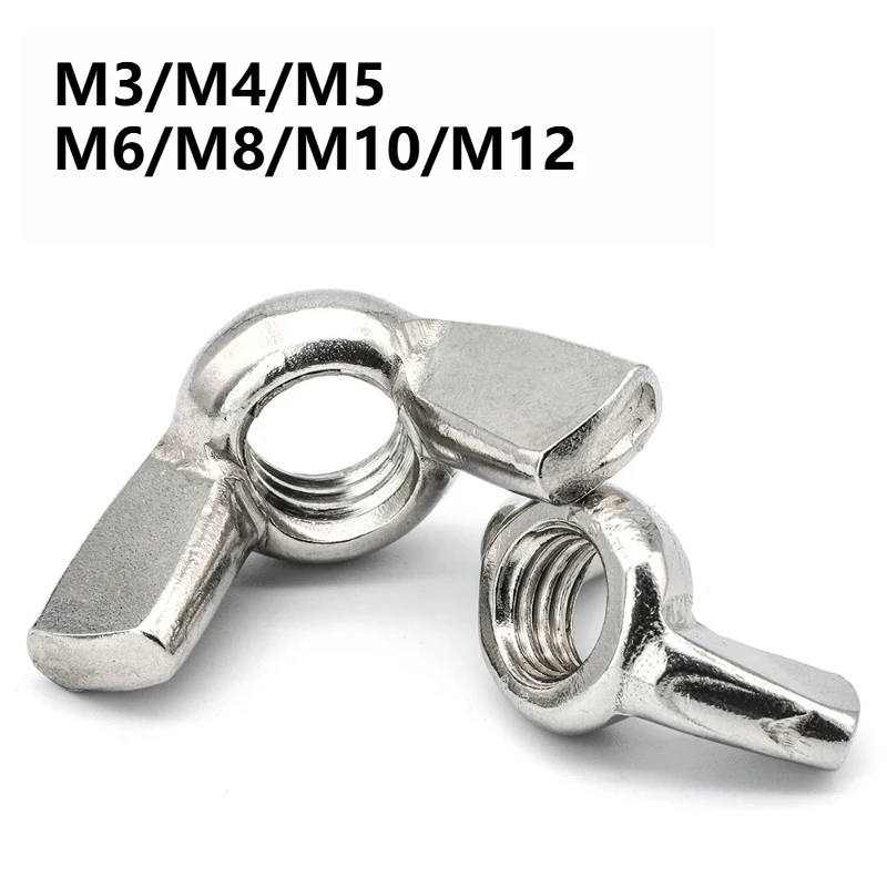 304 stainless steel butterfly nut, hand screw butterfly nut, ingot croissant disc screw cap M3/M4/M5/M6/M8