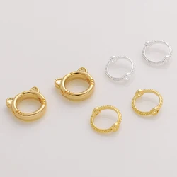 2pcs DIY Jewelry Components Cute Tiger Bunny 2 Hole Beads Cross Ring Frame Charms Accessories For Earring Jewelry Making