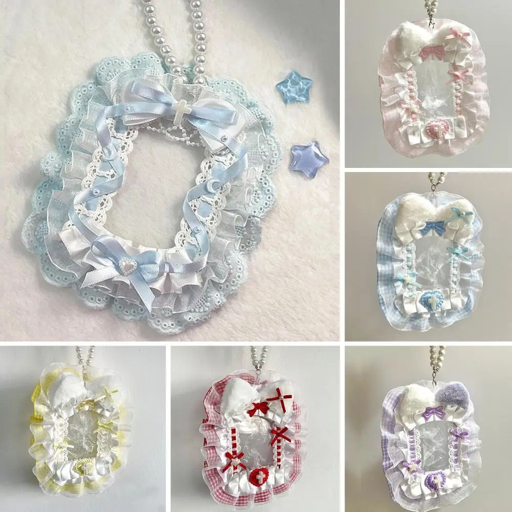 

Sweet DIY Plush Card Holder With Ribbon Lolita Lace Photocard Case Handmade Idol Display Photo Protector Case Card 2025 New