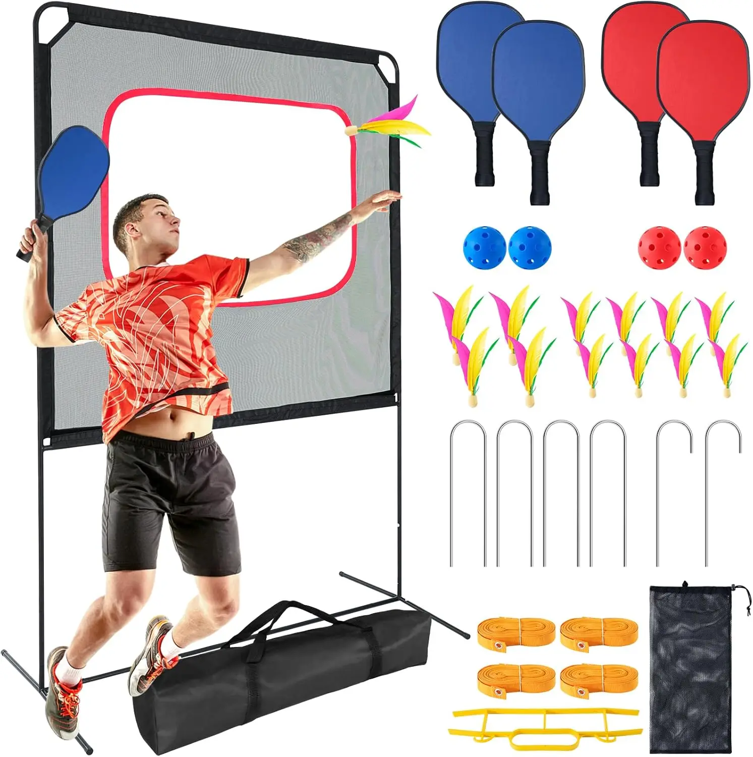 Portable Pickleball with Net, A Racket Game That Combines Pickleball, Badminton, and Tennis, Backyard Games Sport Outdoor