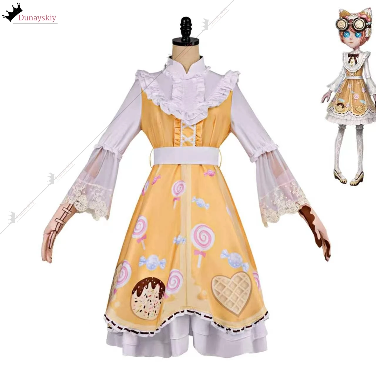 Cosplay Game Identity V Candy Girl Mechanic Costume Candy Girl Lolita Wig Shoe Fullset Halloween Carnival Theme Party Dress Up
