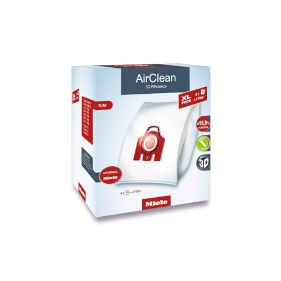 

Genuine FJM HyClean Air Vacuum Cleaner Bags for Complete C1, Compact C1, Compact C2, S6 and S4 Vacuum Cleaners, XL Pack of 8 Va