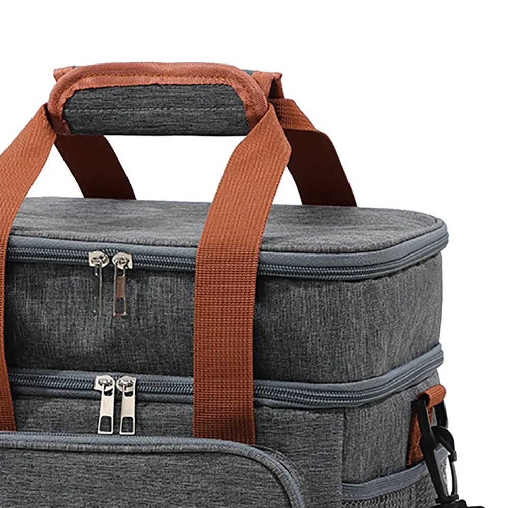 Portable Oxford Cloth Material Insulated Lunch Bag Waterproof Lining 10L Leakproof Lunchbox Reusable Lunch Tote For Women
