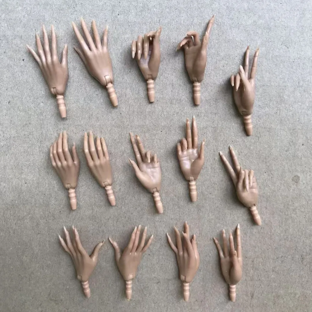 MENGF Beige Brown Latin Long Nail Doll Hands 7 Gesture Doll Parts Hands Personality Doll Decors Accessories
