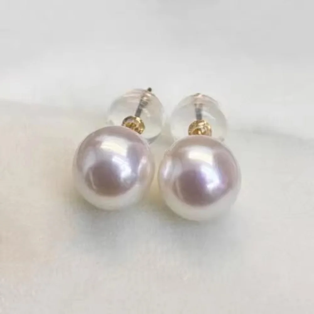 

Bestselling AAAA 9-10mm10-11mm natural white Akoya pearl earrings 18K/AU750 gold needle