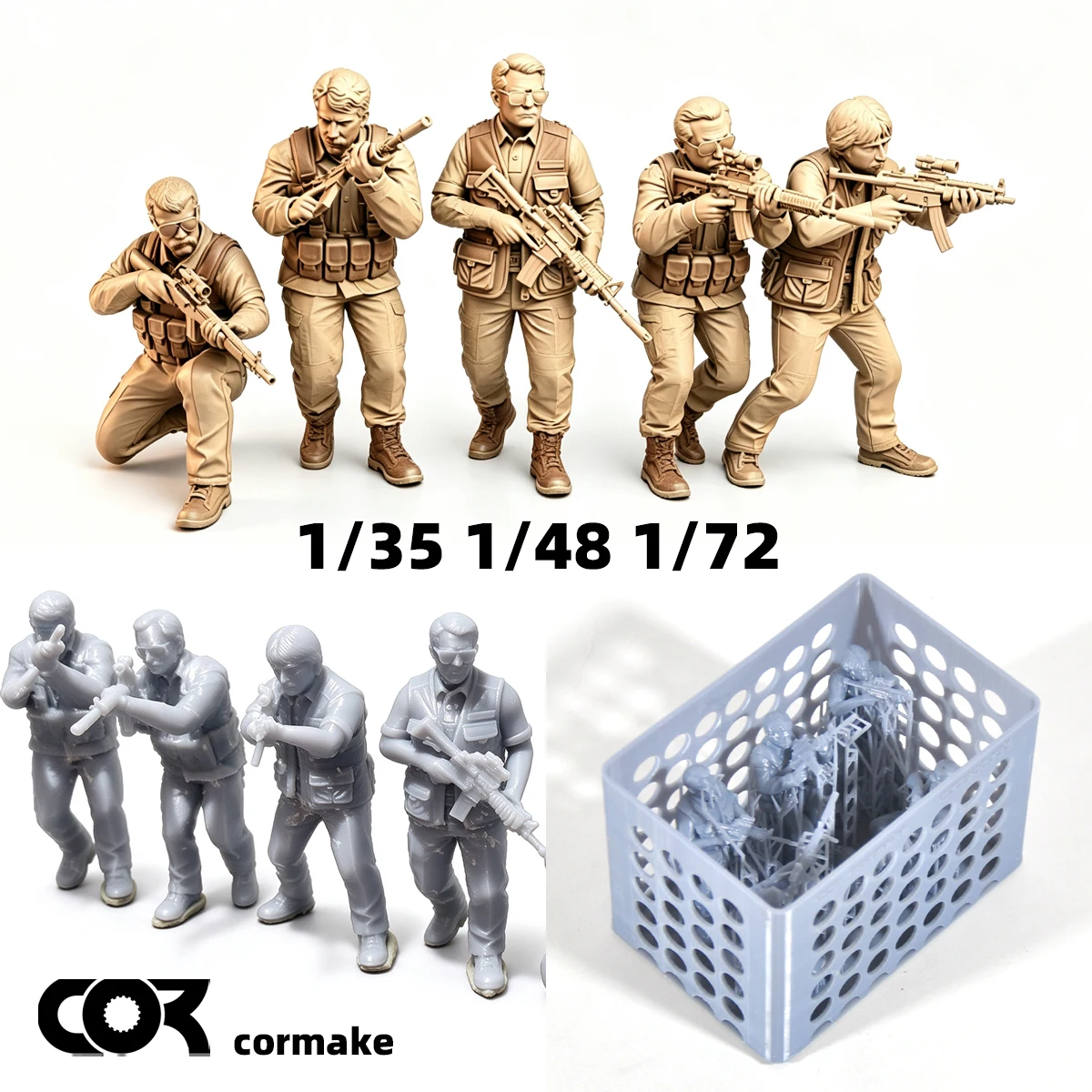 1/35 1/43 1/48 1/64 1/72 1/87 HO Scale Model Kit 3D Resin Miniature Soldiers Figures Diorama Unpainted 1980s PMC Escort DIY
