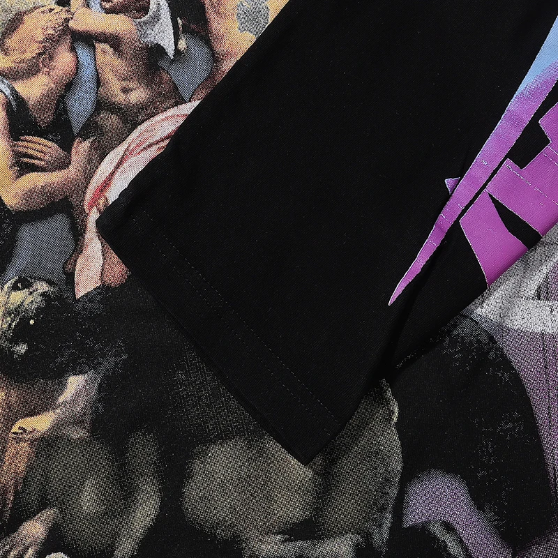 RoughPlay Langarm Vintage Print American Street High-Street Trend Mode Fake Zweiteiler Unisex Langarm T-Shirt