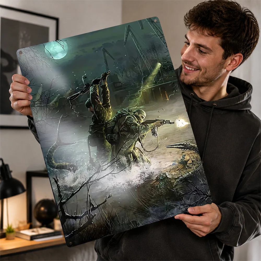 Post-Apocalyptic Tactical Soldiers Printed Poster Personalized Aluminum Metal Sign Dynamic Hero Design Wall Art Bedroom Decor