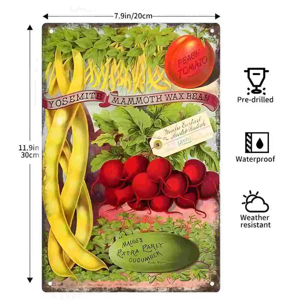 2D FLAT 1pc Vintage Heirloom Vegetable Seed Packet Wall Art Decoration for Kitchen Garden Farmhouse Porch And Greenhouse