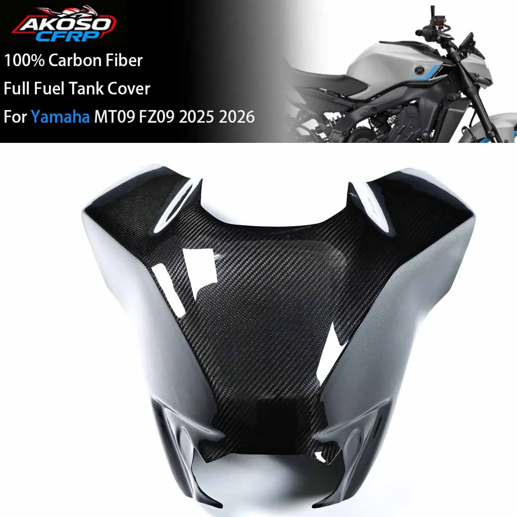 Motorcycle Gas Cap For Yamaha MT09 2025 2026 100% Carbon Fiber Full Fuel Tank Cover Case Guard Fairing Kit Accessories Protector