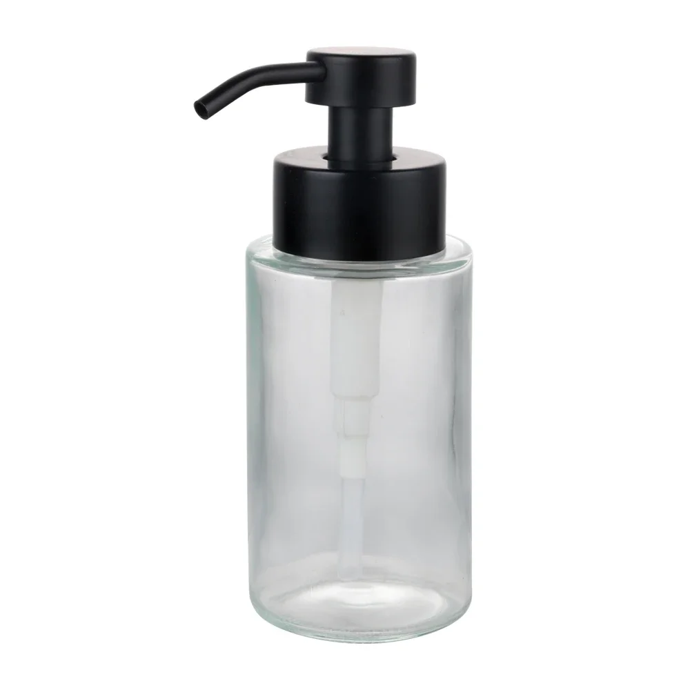 Longan Luxury 250ml 300ml 400ml Liquid Foam Soap Bottle Wide Mouth Glass Hand Soap Bottle With Foaming Pump Dispenser