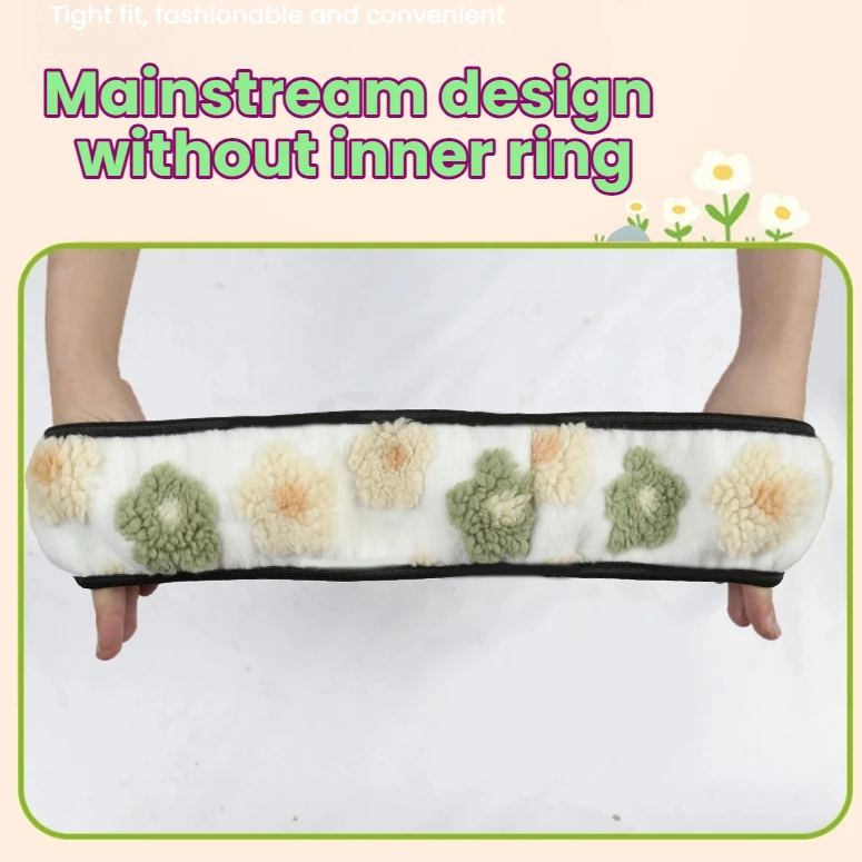 Blumenförmiger Auto-Lenkradbezug mit Plüsch-Dreidimensionalmuster Elastischer und Dehnbarer Schutzbezug für Damen-Autos – Detail 3