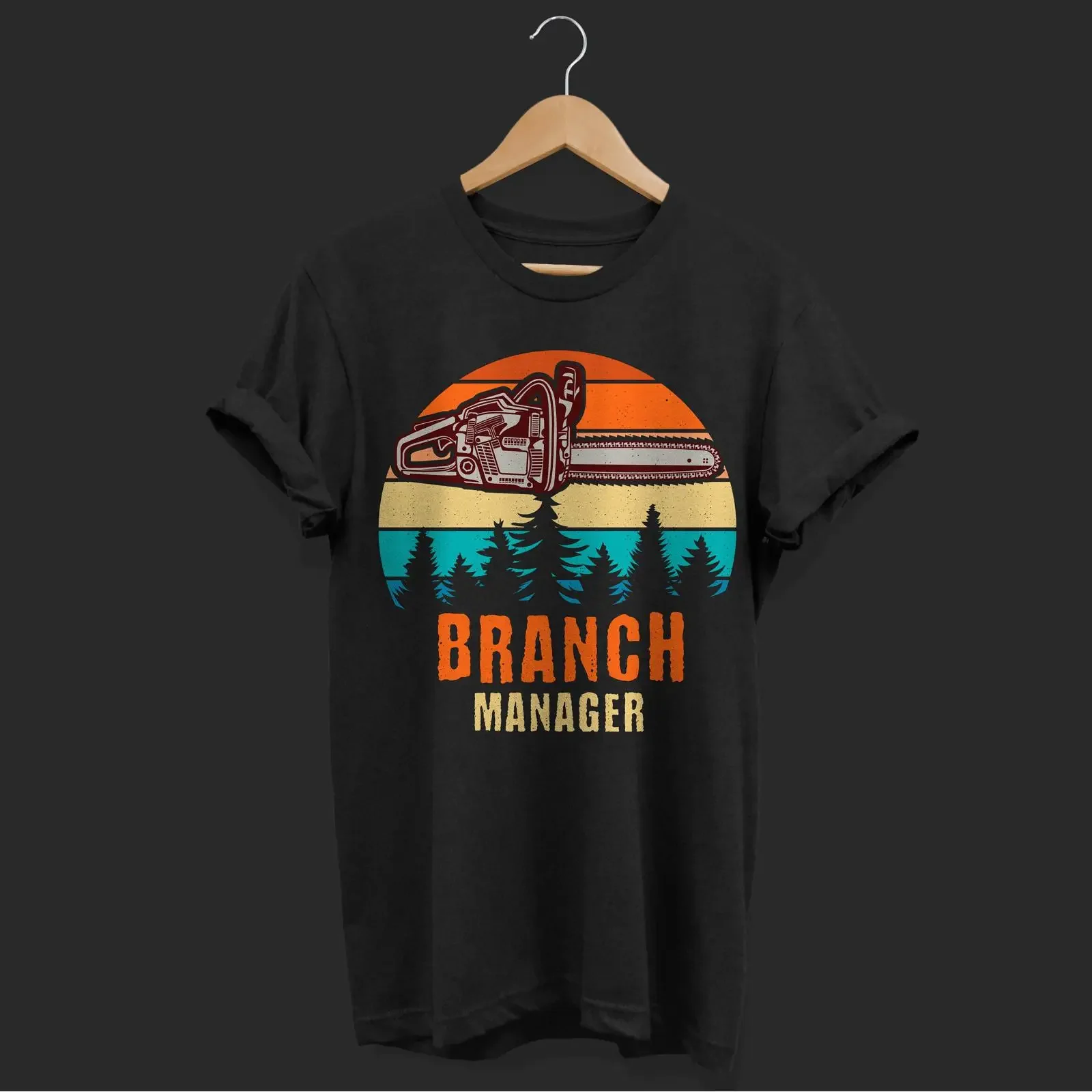 Branch Manager Chainsaw Vintage T Shirt Funny Lumberjack for Logger Carpenter Woodworker Tree Trimmer Birthday Present vintage