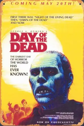 Day of the Dead VHS Premier Poster - George Romero - Horror Movie Tin Metal Sign