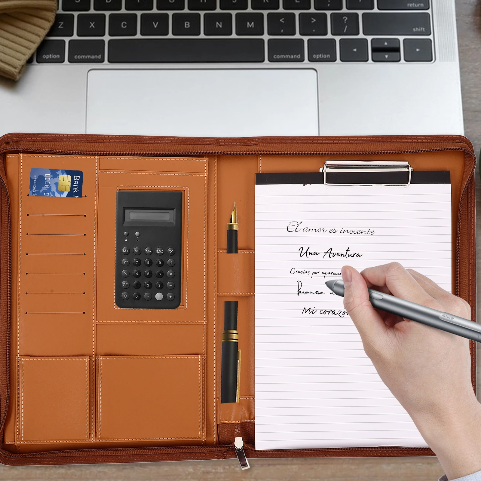 

A4 Document ganizer Portfolio Zipper Bag Waterproof Material Multifunctional Design Folder Binder Padfolio Office