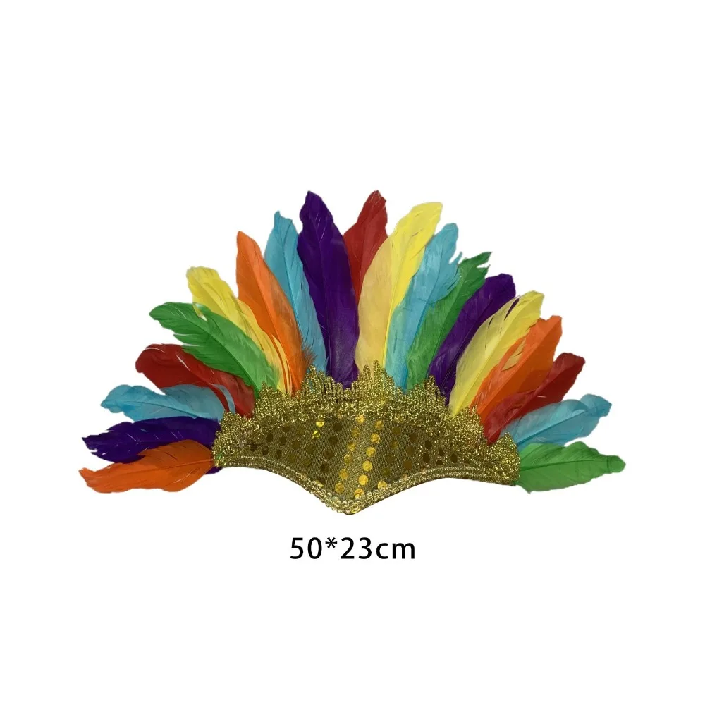 Colorful Feather Headdress New Head-mounted Feather Colored Headwear Adjustable Chief Headdress Fancy Dress Party