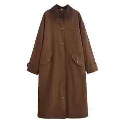 Tangada 2024 New Women Coffee Loose Trench Long Sleeve Female Oversized Coat QN055