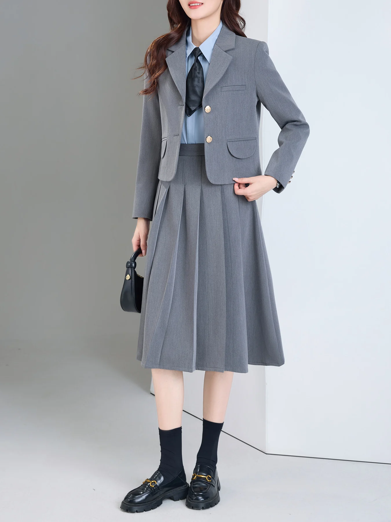 Women's Formal Business Suit Notched Lapel Blazer and Skirt Set for Work & Career Events