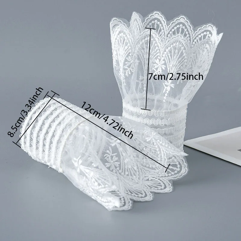 Women Elegant Romantic Mesh Lace Detachable Ruffle Fake Sleeves Sweet Decoration Sweater Elastic Wrist Horn Cuffs